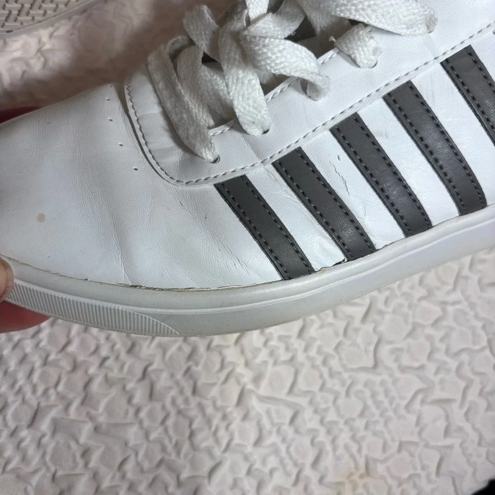 K-Swiss‎ Court Cheswick White Gray Leather Classic Retro Tennis Sneakers|Wmns 10